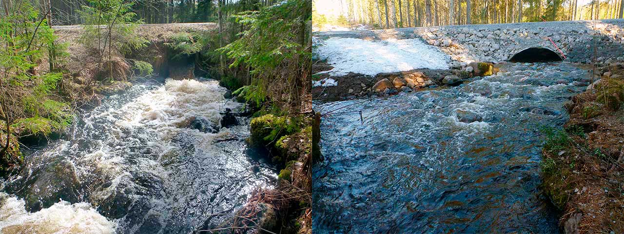 Multian Myllypuro ennen ja jälkeen rummunvaihdon, Kuvat: Keski-Suomen ELY-keskus